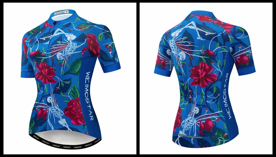 Weimostar 2021 Women's Summer Skull Cycling Jersey Road Bicycle Shirt MTB Bike Jersey Top Outdoor Sport Ropa ciclismo Clothing