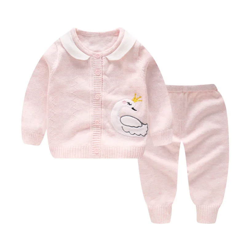 Свитера для мальчиков; Детский свитер для девочек; детский вязаный кардиган; Комплект для маленьких девочек; зимняя одежда; вязаные топы; комплекты со штанами; верхняя одежда - Цвет: 9143 pink