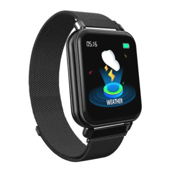 Black1 Smart watch Bluetooth сердечного ритма, измеритель артериального давления, уровня кислорода в крови для здорового сна мониторинга водонепроницаемые часы для Android IOS smart watch - Цвет: Black1