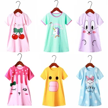 

Summer Girls Clothes Cotton Pajamas Nightgown Unicorn Nightgown Baby Girls Clothes Sleepwear Nightdress Children Sleeping Dress