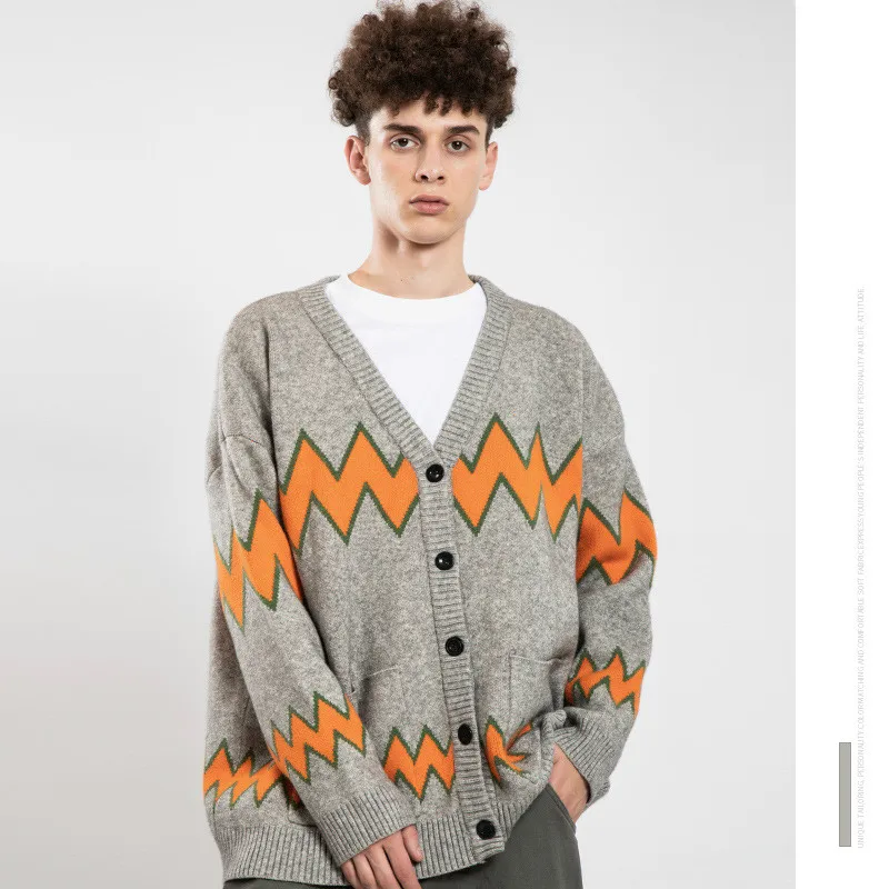 

Original Tide Brand Men's Lightning Gray Student Warm Casual Sweater Coat Men's Cardigan Sweater