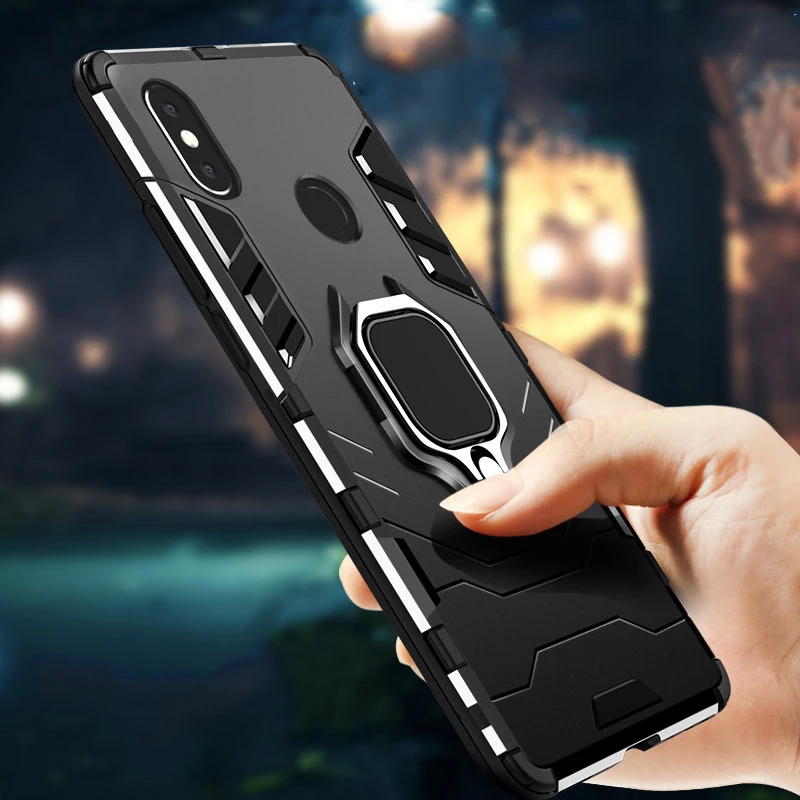 Защитный чехол с кольцом на палец для Xiaomi Mi Max 3 2 противоударный металлический
