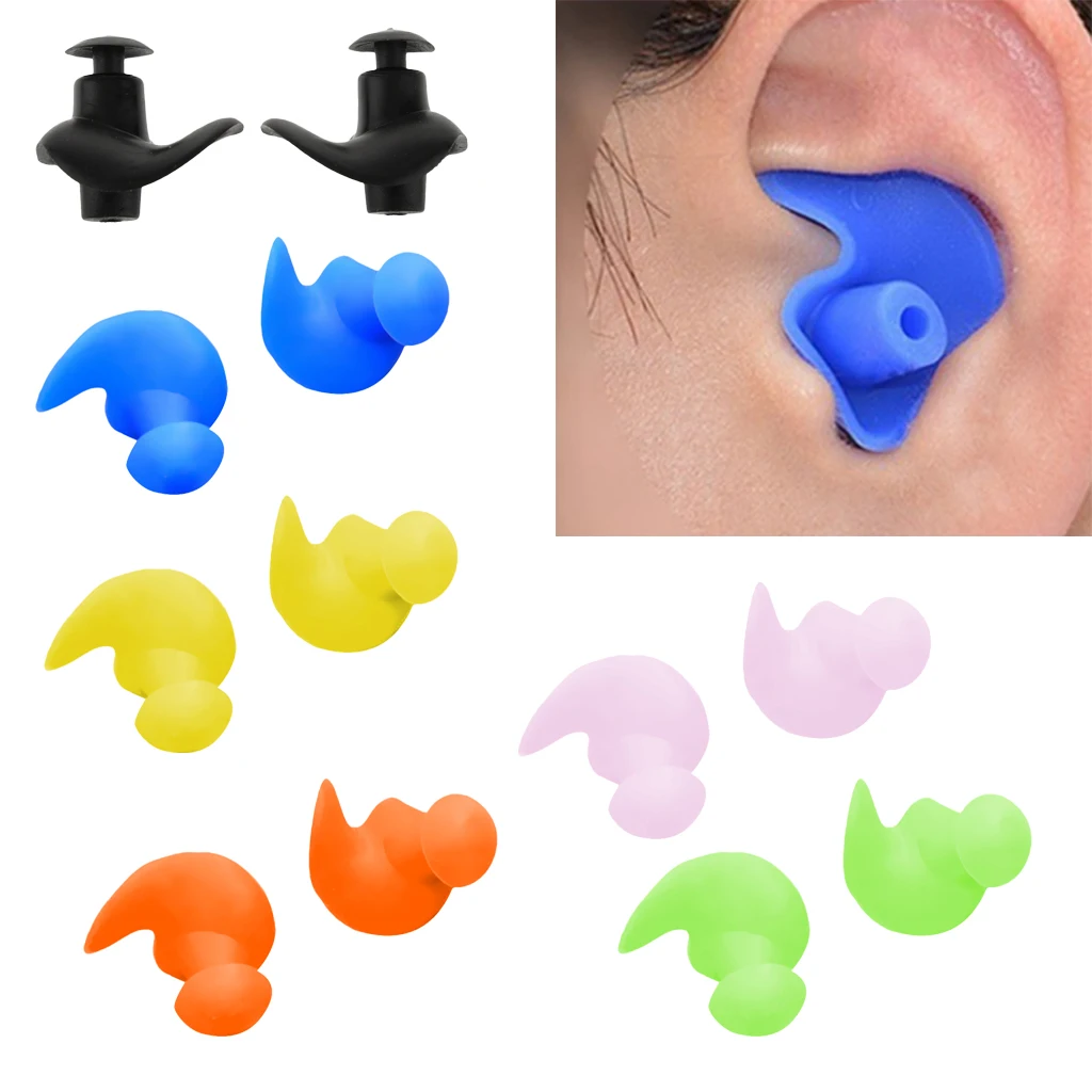 Silicone Swim Earplugs - Comfortable & Waterproof Ear Plugs for Swimming Showering Boating Spring with Carrying Case