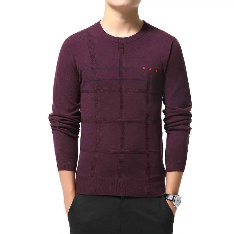 

2020 New Fashion Brand Crew Neck Knit Pullover Korean Winter Woolen Striped High End Sweaters For Men Casual Jumper Mens Clothes