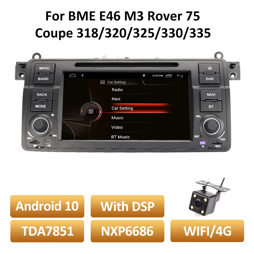 1 Din Android 10 Автомобильный GPS навигатор для BMW E46 M3 Rover 75 Coupe 318/320/325/330/335 мультимедийный