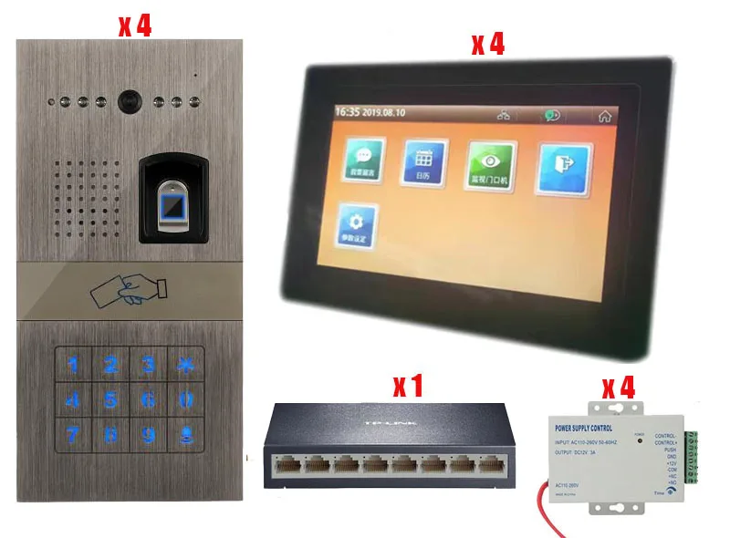 Дверной видеодомофон с RFID паролем и сканером отпечатков пальцев дверной звонок