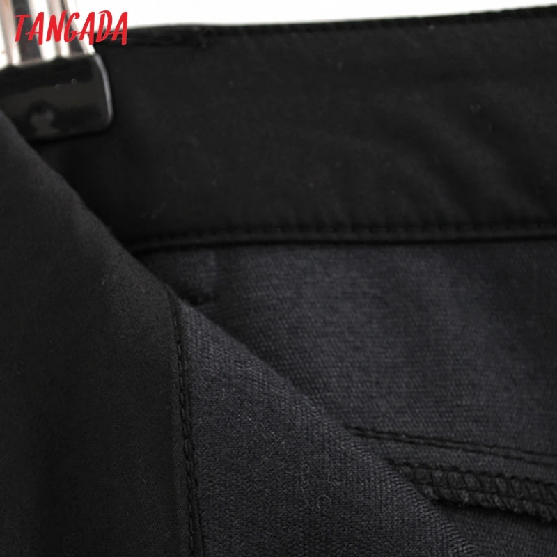 Tangada, женские черные штаны из искусственной кожи, женские штаны, Осень-зима, винтажные брюки из искусственной кожи, уличный стиль 6A10