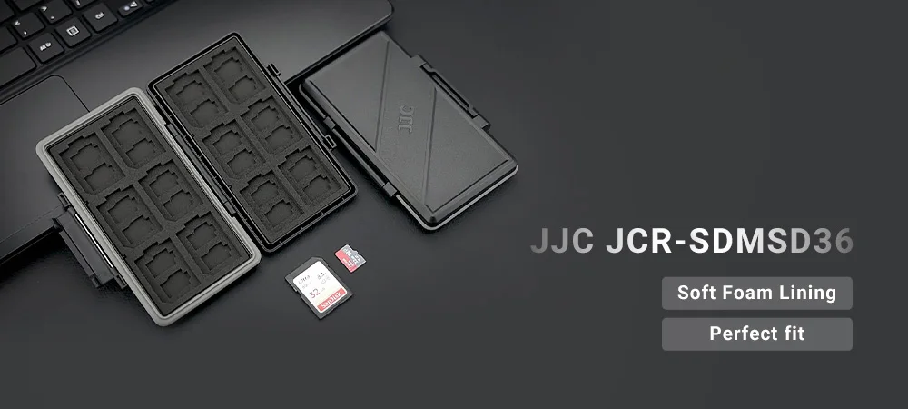 JJC 36 Slots SD Microsd Card Case Holder Waterproof  Soft Lining for 24 TF Micro SD SDXC SDHC & 12 SD Card Organizer Storage Box