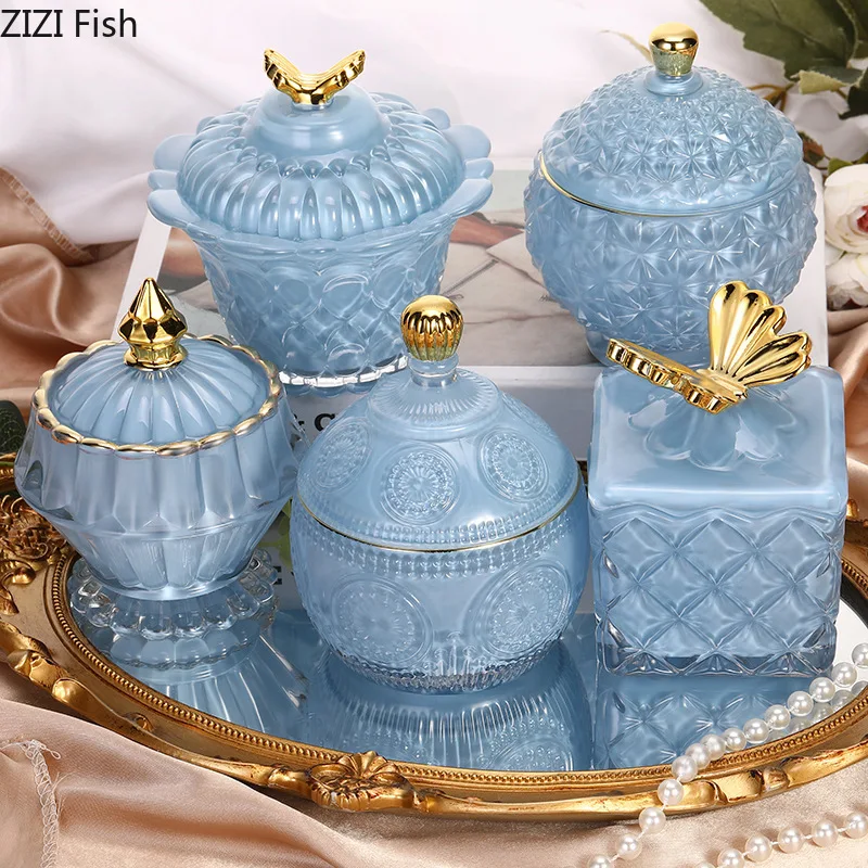 Melting Wax Cup Glass Jar with Lid Candle Jewelry Dish Makeup Brush Containers Transparent Crystal Storage Jars Candy Pots | Дом и сад