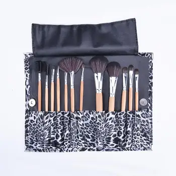 

12 PCS Makeup Brush Set Cosmetic Tool Leopard 14.5cm x 23cm /5.6\" x 9\"(Approx.) Bag With Case Beauty Brushes