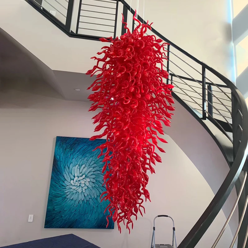 

Modern Design Large Art Glass Chandelier Highing lights for Staircase Christmas Decorations for Home