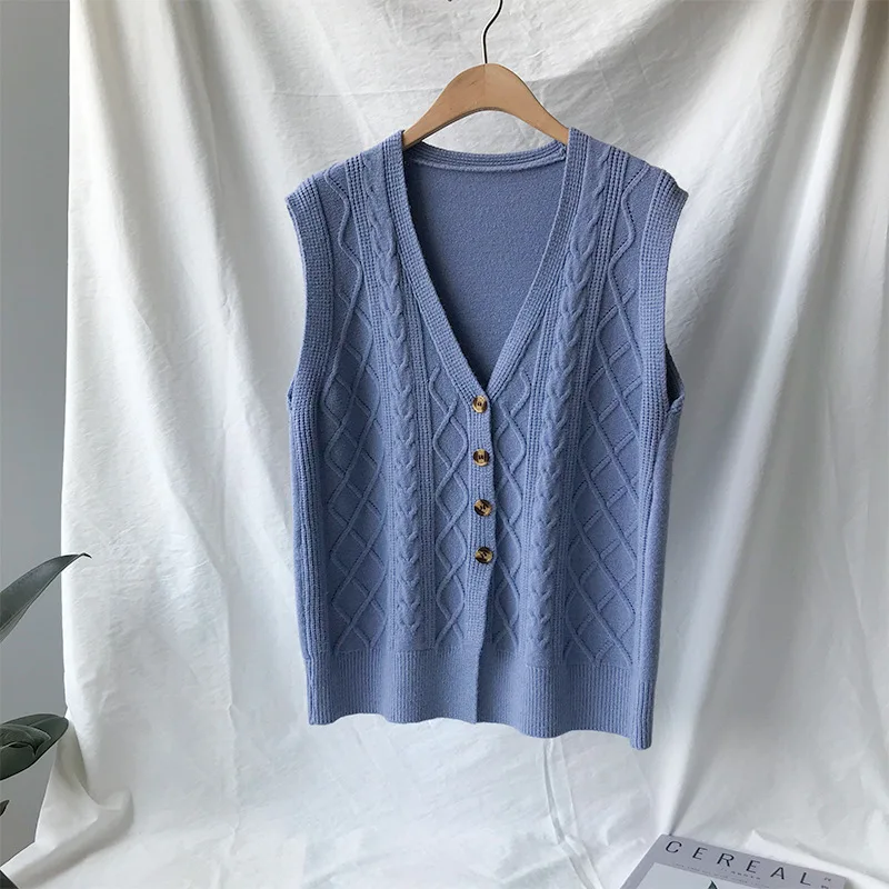 Вязаный жилет, кардиган, осень, женский жилет, Женский Свободный жилет с v-образным вырезом, тонкий вязаный кардиган без рукавов