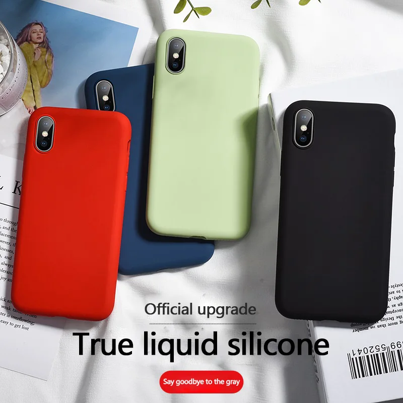 

Thin Soft Silicone Case For iPhone 7 8 6 6s Plus 7Plus Original Liquid Silicone Cover Candy Color Coque Capa For iPhone X Xs Max