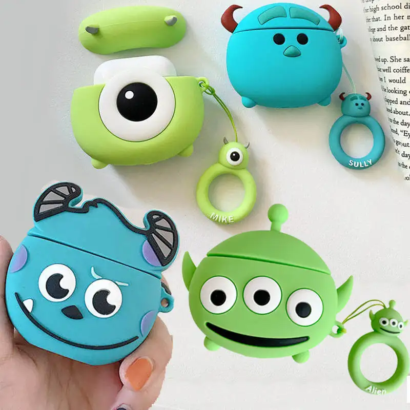 

For AirPods Case Cute Cartoon Three Eyes Alien University Monsters Sully Big One Eye Mike Wireless Earphone Cover for Airpods 2