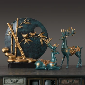 

Simple Lucky Deer Round Birds Figurine Home Furnishing Decoration Crafts Ornament Decor Livingroom Desktop Creative Resin Modern