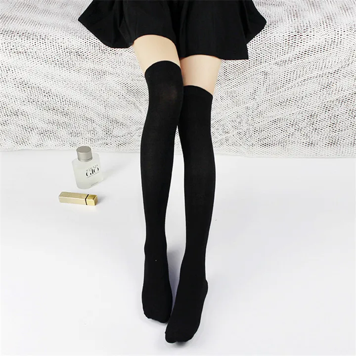 Полосатые носки, гетры, вязаные, с тремя полосками, черные и белые, хлопковые, комбинированные, женские, длинные носки, тонкие, выше колена, носки - Цвет: 1