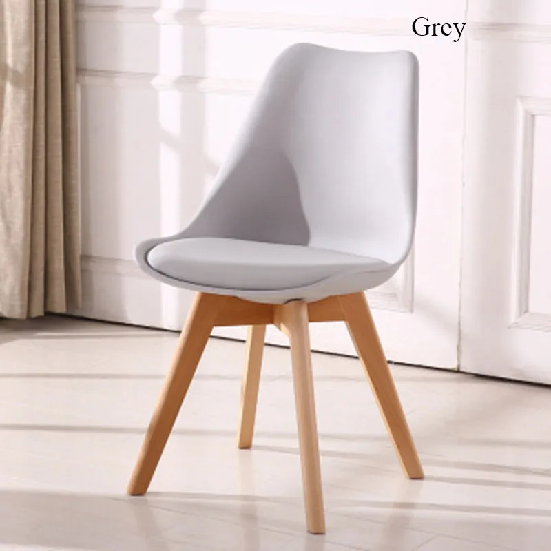 Твердый деревянный Повседневный пластиковый надежный задний стул простая столовая балкон гостиная мебель для дома кабинет спальня студенческий стул - Цвет: Grey