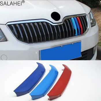 

3Pc ABS Plastic Car Styling Front Bumper Air Grid Decoration Cover Stickers Trim For Skoda New Octavia Auto Accessories