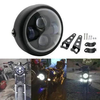 

DC12V High Beam Low Beam Motorcycle LED Light Headlight Retro Universal + Black Bracket For Harley Car Accessories