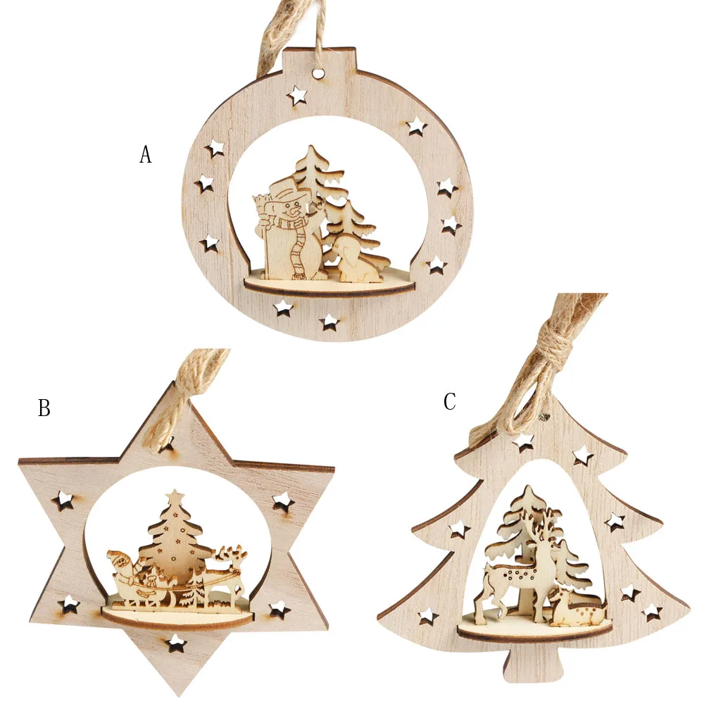 20X Snowflake Wood Embellishments Christmas Rustic Tree Hanging Ornament Decor 