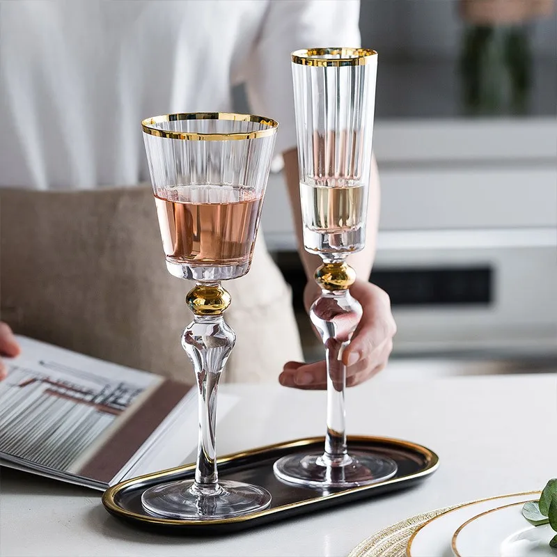 Jinyoujia Ripple Golden Bottom Red Wine Glass Ultra-thin Crystal