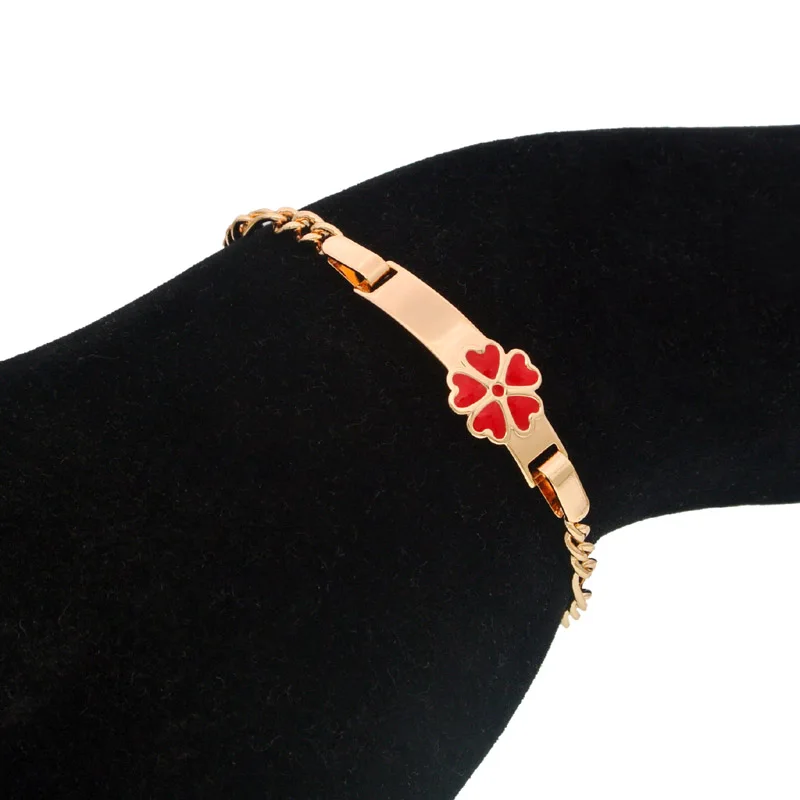 6 шт.,, золотые браслеты с красным цветком, детские ювелирные изделия, детские повязки на руку, детские подарки, браслет Bebe Pulceras Branzoletki B0929