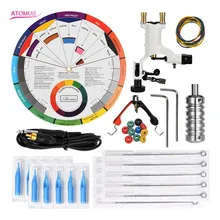 Профессиональная электрическая машинка для татуажа, Набор цветных колес для татуажа, оборудование черного цвета, стрекоза, мини-блок питания, тату-машинка, костюм