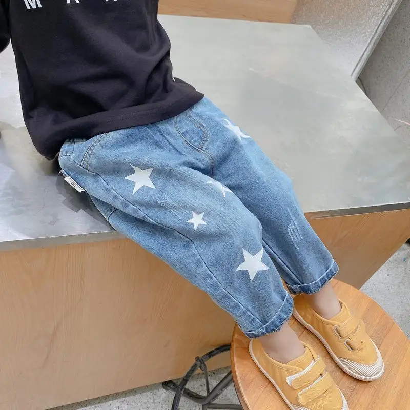 

Toddler Boy Jeans New Spring and Autumn 1-8T Children Clothing Personality Denim Pants Kids Boys Cute Jeans Trousers