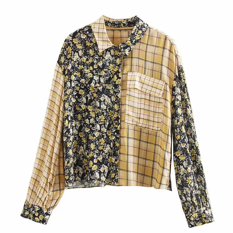 Ранняя весна женская новая ретро свободная клетчатая вышитая Цветочная короткая