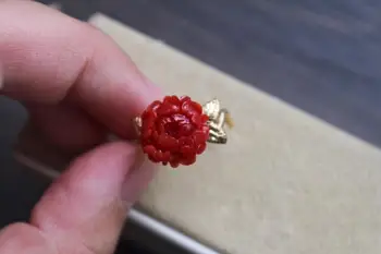 

Fine Jewelry Real 18K Gold Japan Origin Natural Red Precious Coral Gemstone Certificated Female Rings for Women Fine Rings