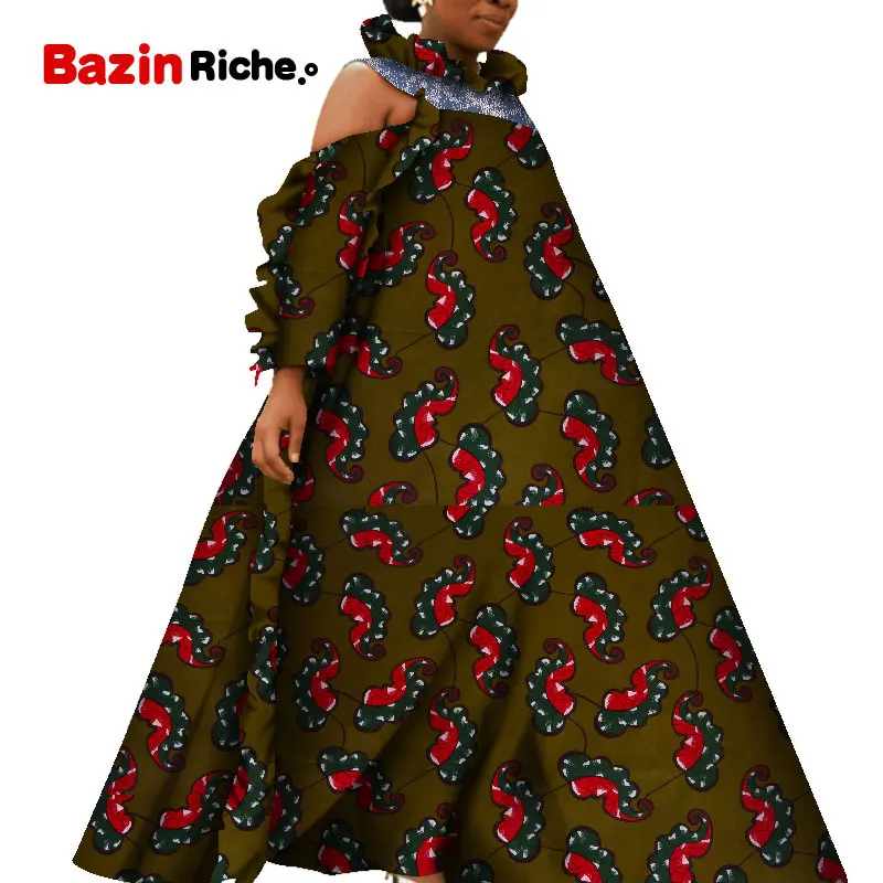 Африканские платья для женщин Bazin Riche африканская одежда Принт Свободные Длинные платья Дашики африканская одежда для женщин Vestidos WY5605 - Цвет: 13