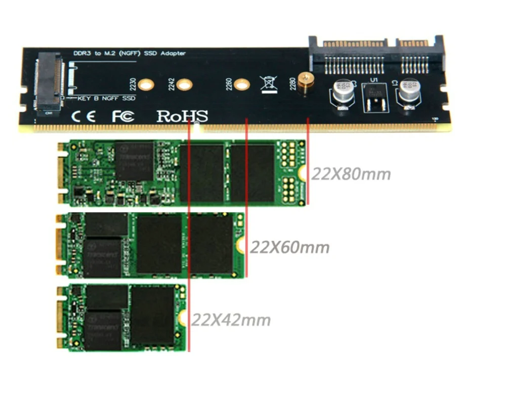 SATA к M.2(NGFF) адаптер карты, DDR карты памяти к M.2 SSD B-Key Адаптер платы