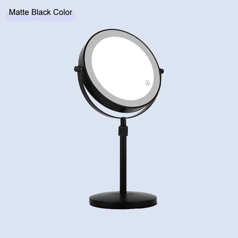 2-Sided Vanity Makeup LED Mirror, 3X/5X Tabletop Cosmetic Mirror USB Rechargeable, 3Color Touch Brightness and Height Adjustable 6