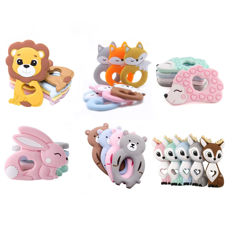 

1Pc Silicone Teether Baby Tiny Rod Bpa Free Teething Food Grade Cartoon Shape Pacifier Clip Diy Accessory Baby Teething Cute Toy