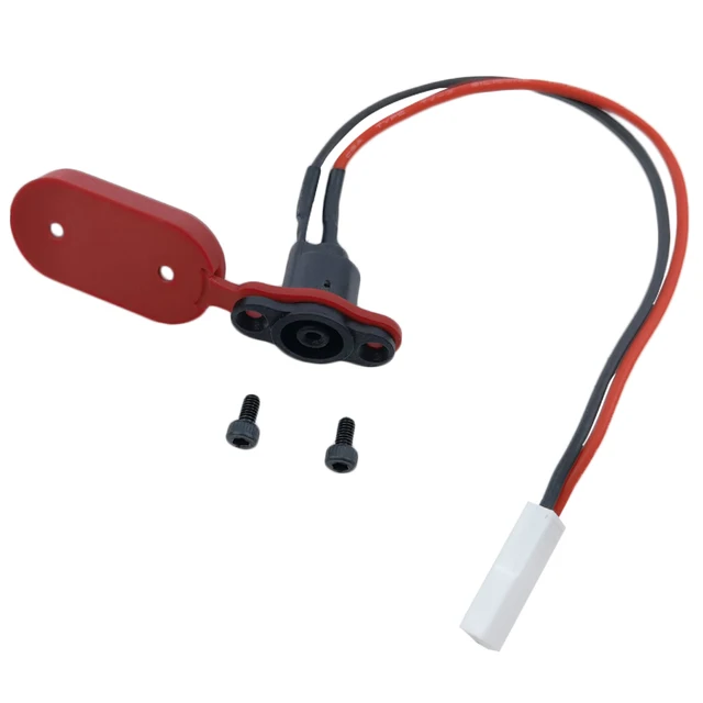 Electric Scooter Power Charger Cord Cable+Charging Port Plug Cover for  Xiaomi Mijia M365 Scooter Accessories Red