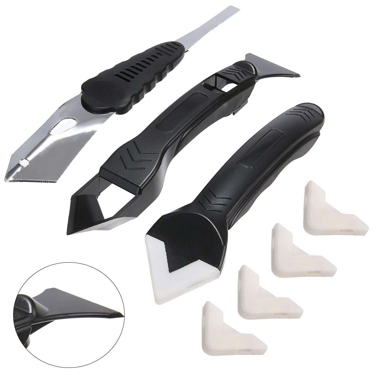 3Pcs Silicone Scraper Caulking Grouting Tools Tile Corner Sealant Finishing Cleaning Kit Household Scrapers Remover Hand Tool