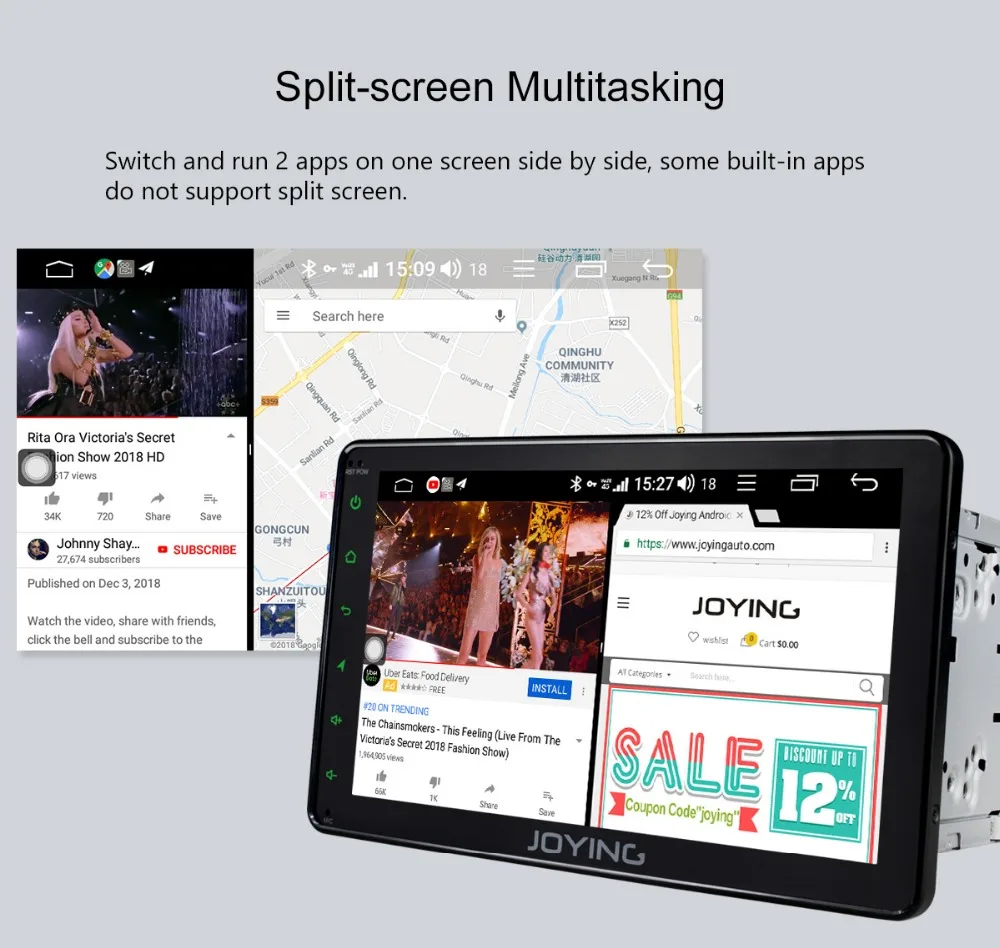Sale JOYING 2 din car radio Android 8.1 Octa Core 8 inch 1024*600 Support 4G fast boot DSP SWC GPS Navigation universal car radio HD 19