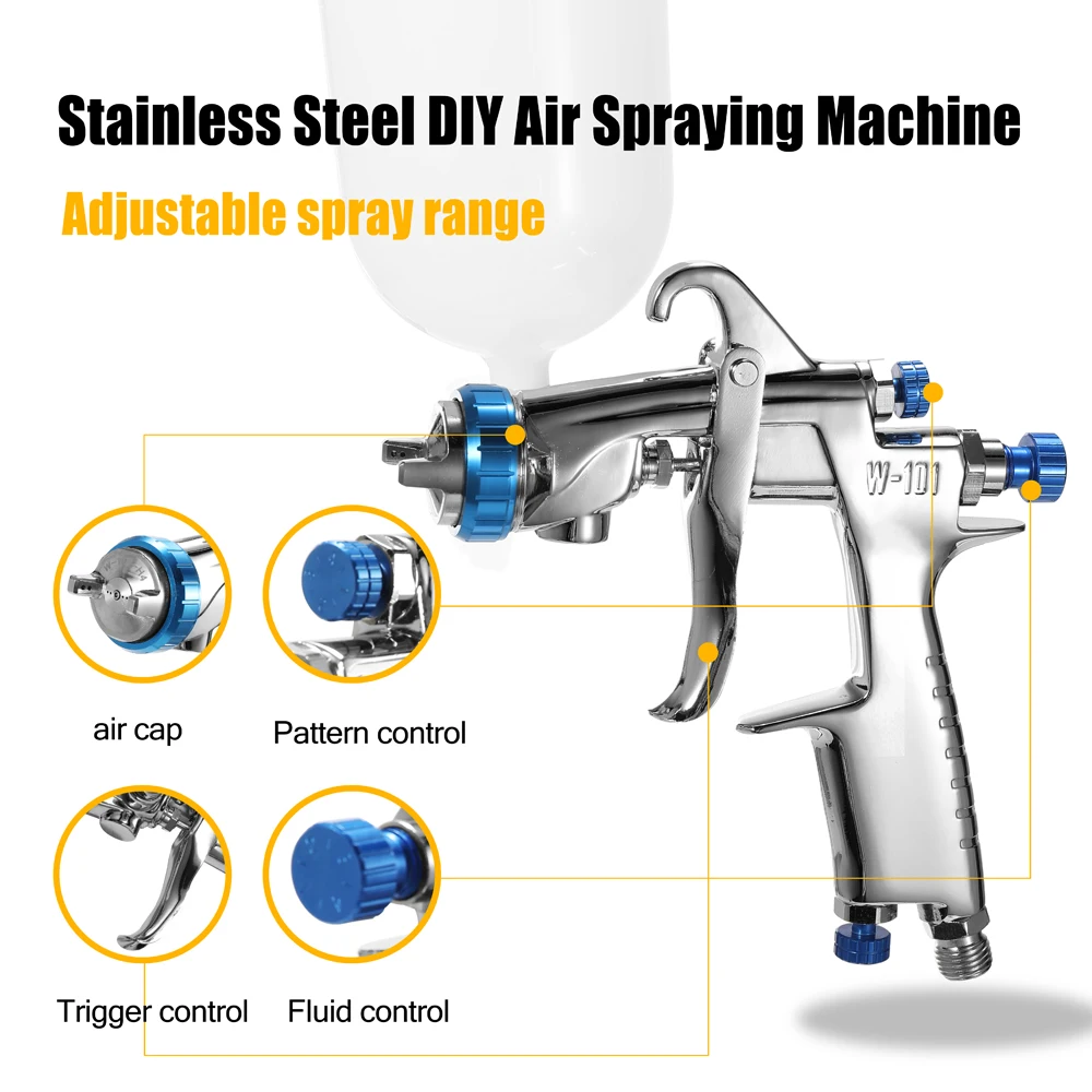 

Airbrush Spray Gun Stainless Steel DIY Air Spray Machine with Gravitational Feed Fluid Cup Hand Manual Spraying Painting Tool