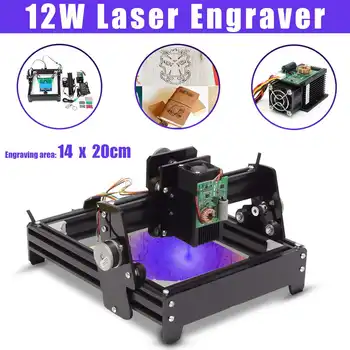 

12W Laser Engraver Engraving Machine DIY Logo Mark Printer Carving Machine Wood Router DIY Set 14 x 20cm Engraving Area