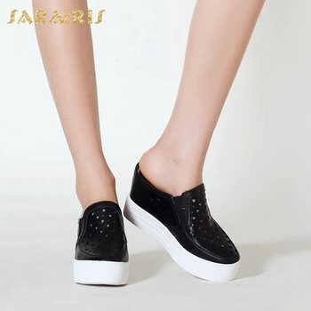 

SaraIris 2020 Hot Sale Genuine Leather Women Boots High Wedges Round Toe Platform slip-on Summer Women Shoes
