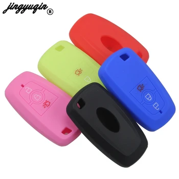 

jingyuqin 30pcs/lot FOB Remote Case Pouch Silicon Holder For Ford Mondeo 2017 3 Buttons Smart Keyless