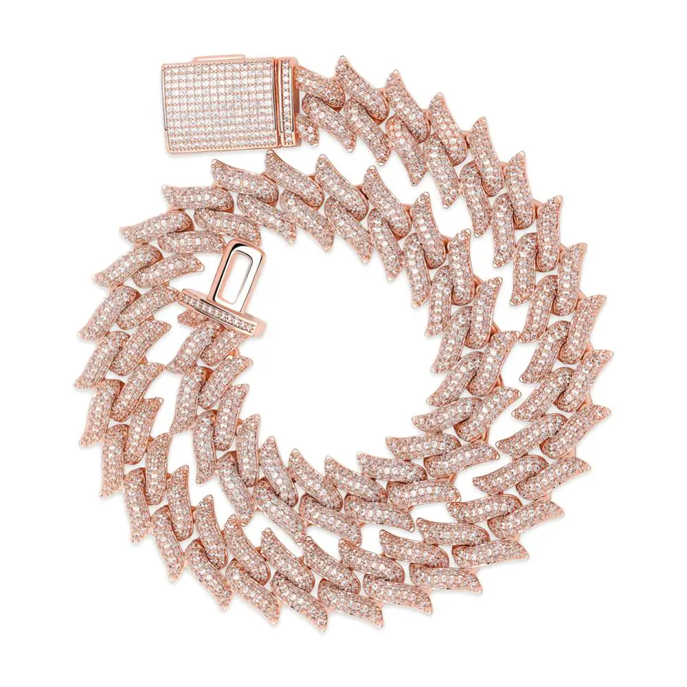 ROSE GOLD GUCY 16 мм, кубинские цепи, ожерелье для мужчин, золото, серебро, цвет, хип-хоп, Iced Out, проложенный Bling CZ ожерелье рэпера, ювелирные изделия - Окраска металла: ROSE GOLD