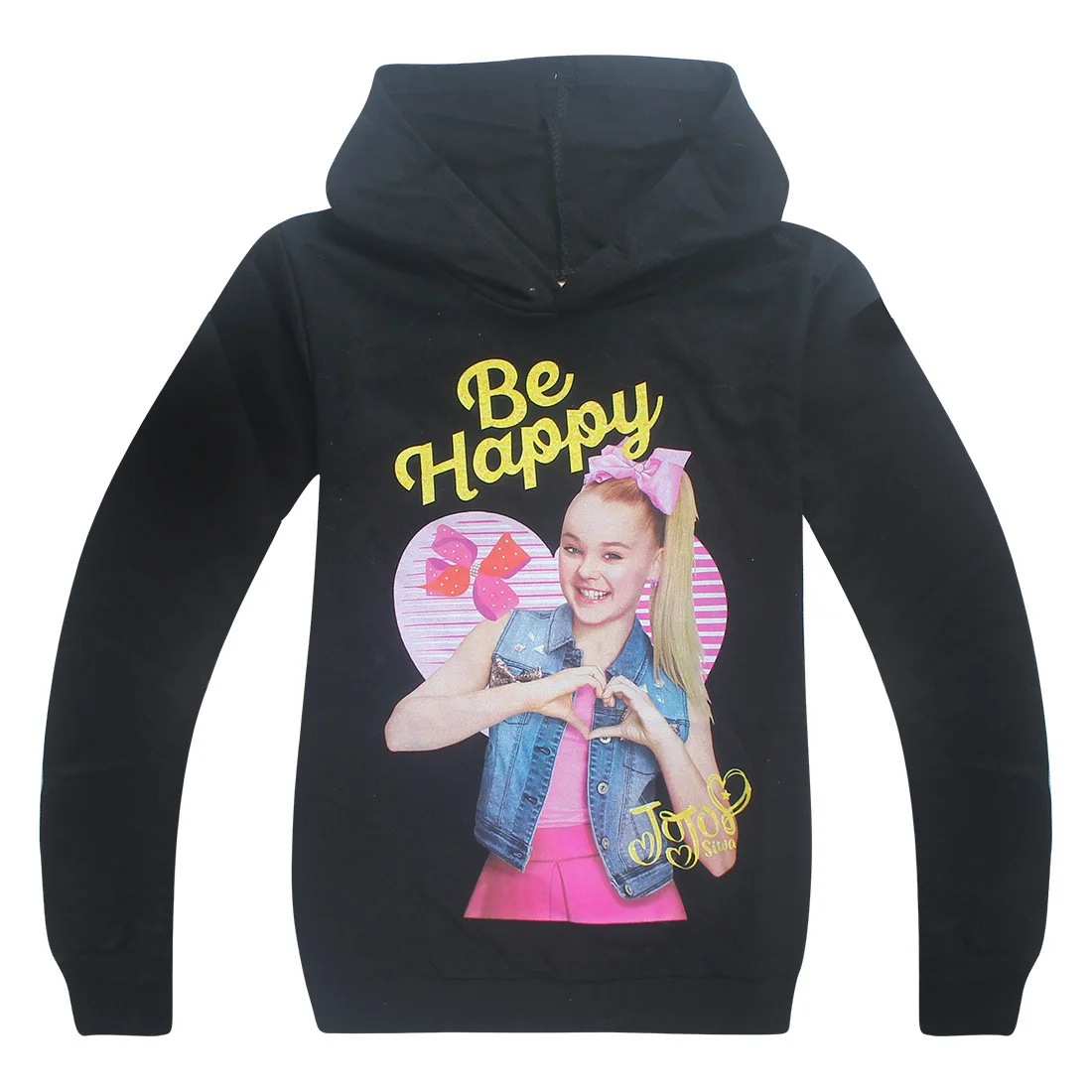 JOJO Siwa/толстовки на молнии с длинными рукавами для девочек; толстовки; весенне-осенние Топы; Одежда для девочек; карнавальный костюм; одежда; подарок на день рождения - Цвет: T7222-black