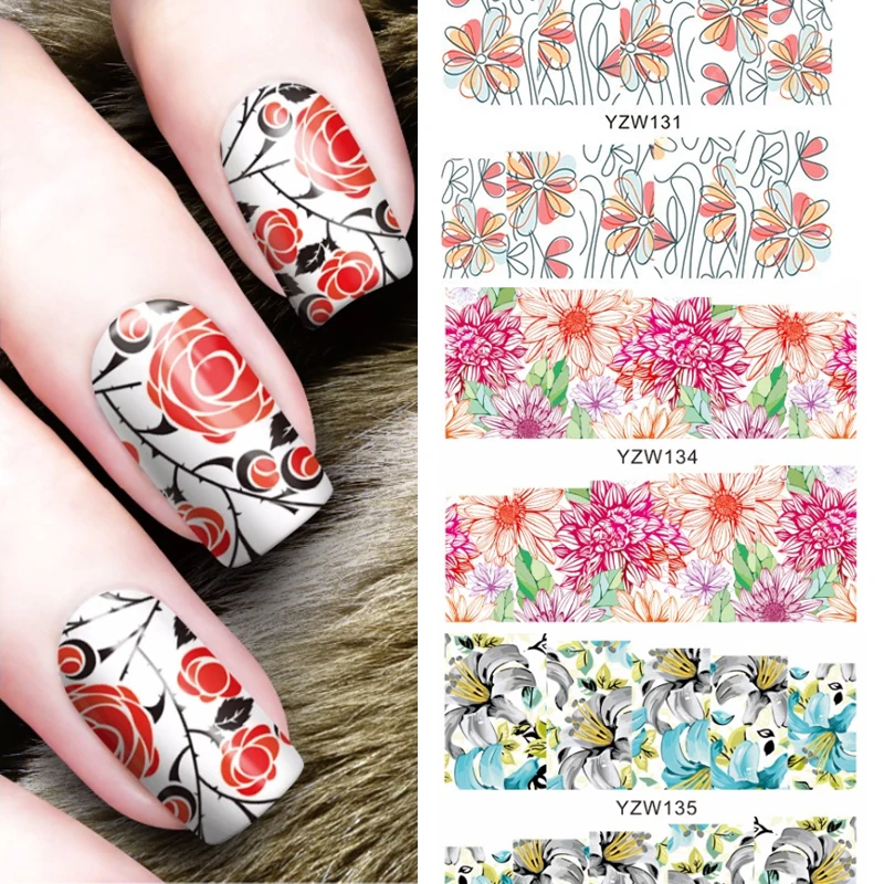 1 Sheet Nail Water Decal Stickers Cat Flower Art Sliders for Nails Decoration 30 Pattern Optional Manicure Wraps Tools Tip | Красота и
