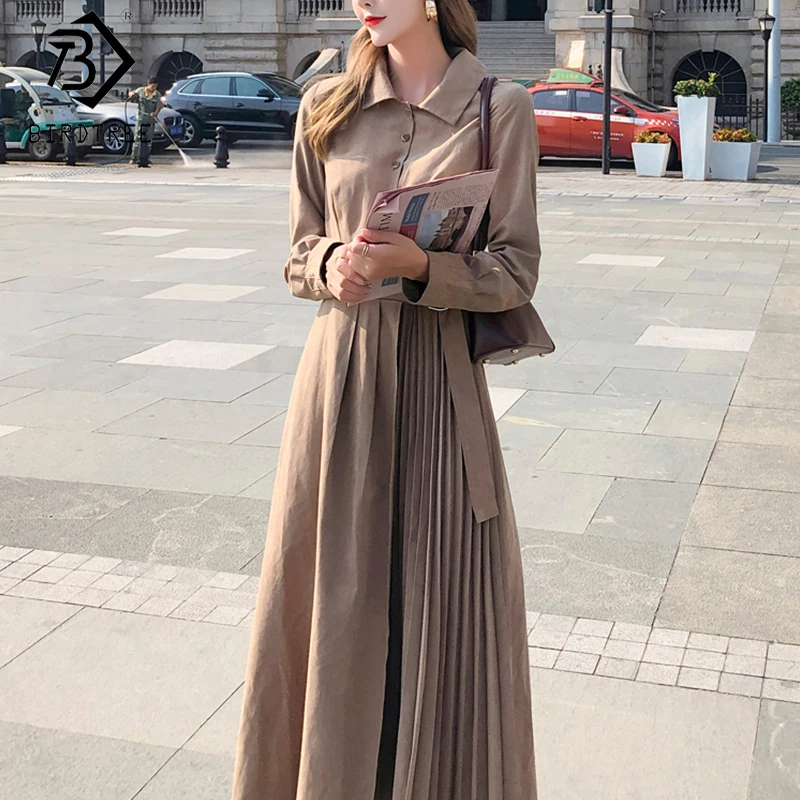 Новинка осени 2019 женское плиссированное платье трапециевидной формы винтажное с