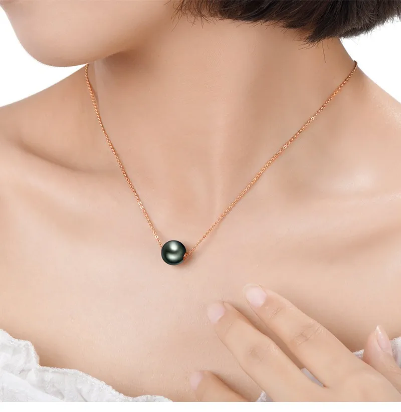 Цепочка Lnngy 18K с подвеской из натурального таитянского Черного Жемчуга 8 9