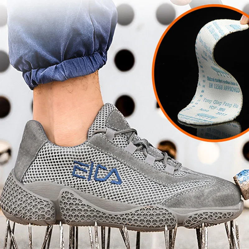 

Steel Toe Safety Shoes Industrial Construction Work Shoes Men Summer Breathable Work Boots Protective Footwear Male Work Sneaker