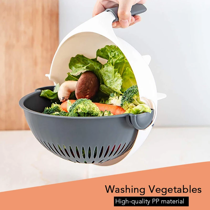 9 in 1 Multi-functional Rotate Vegetable Slicer Potato Peeler Carrot Onion Grater with Strainer Fruit Cutter & Shredders