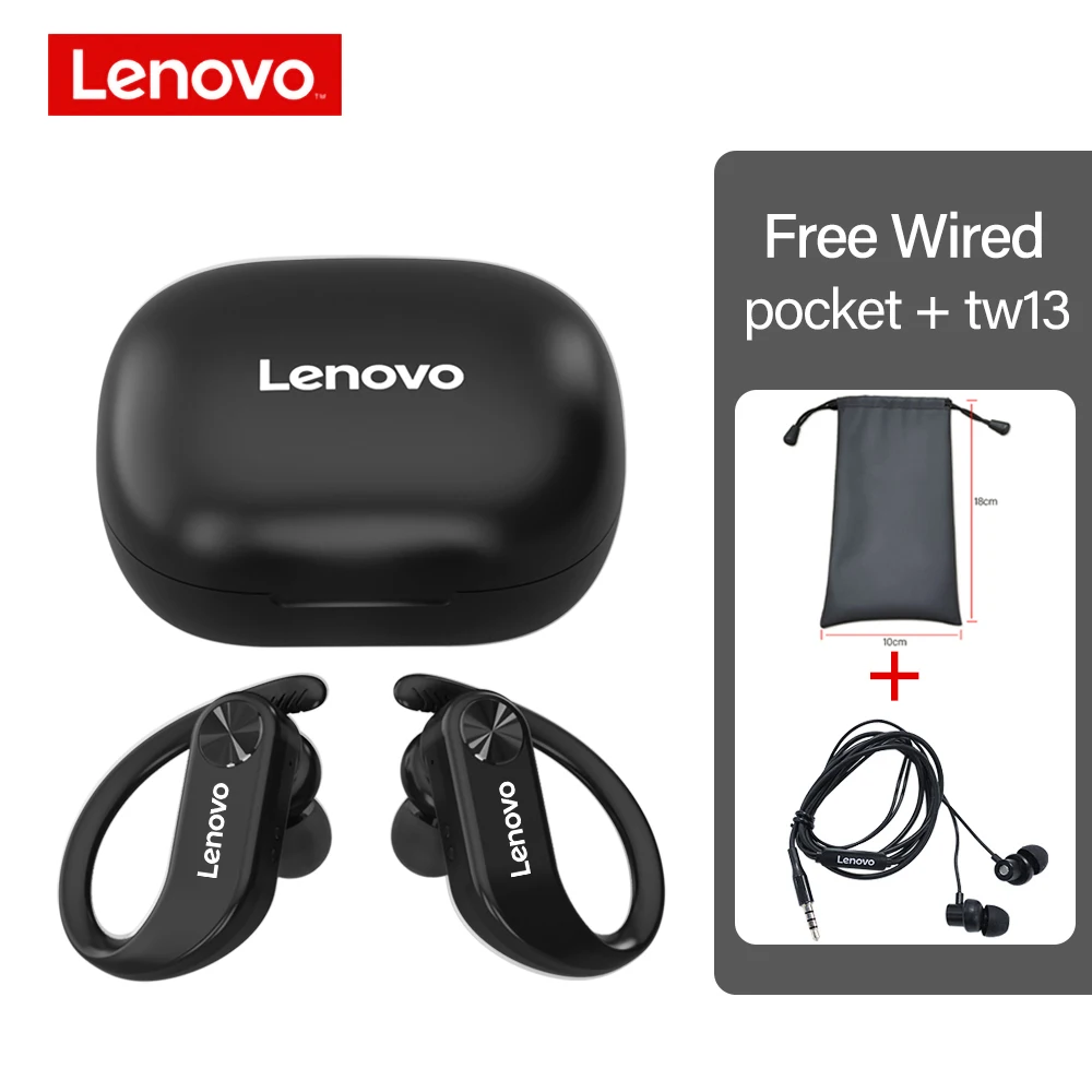 Lenovo LP7 TWS Bluetooth Earbuds Bass Stereo Sports Waterproof IPX5 Wireless Headphones with Mic Ear Hook Touch Control Headsets wireless noise cancelling headphones Earphones & Headphones