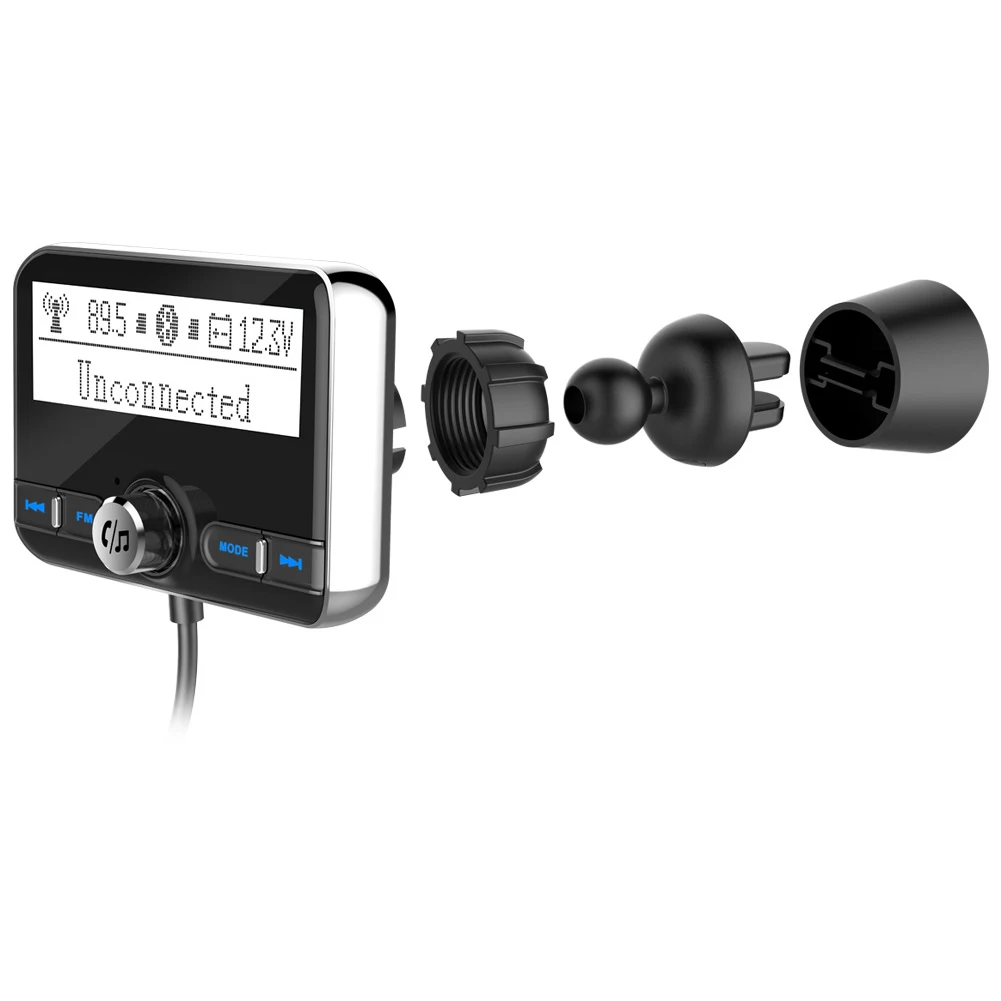 Громкой связи Bluetooth AUX Вход музыка Dual USB Портативный автомобиль радио Зарядное устройство стерео FM передатчик MP3 плеер 2,4 дюймов Экран 12 V-24 V
